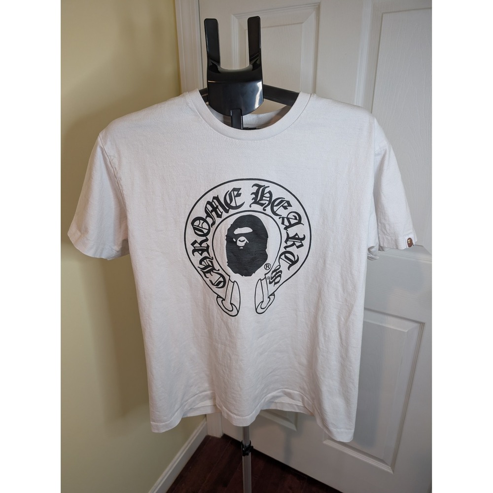 A Bathing Ape Chrome Hearts T-Shirt White Baby Milo Graphic Tee - Size L